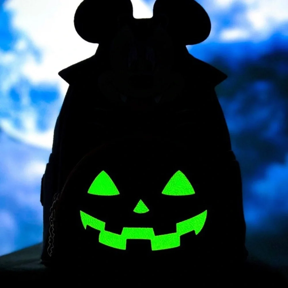 Loungefly Vampire Mickey with Glow in the Dark Pumpkin Mini Backpack‎